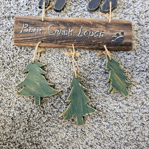 Bear Creek Lodge Wooden Bear & Pine Tree Wall Hanging Decor Cabin Rustic - Picture 5 of 9